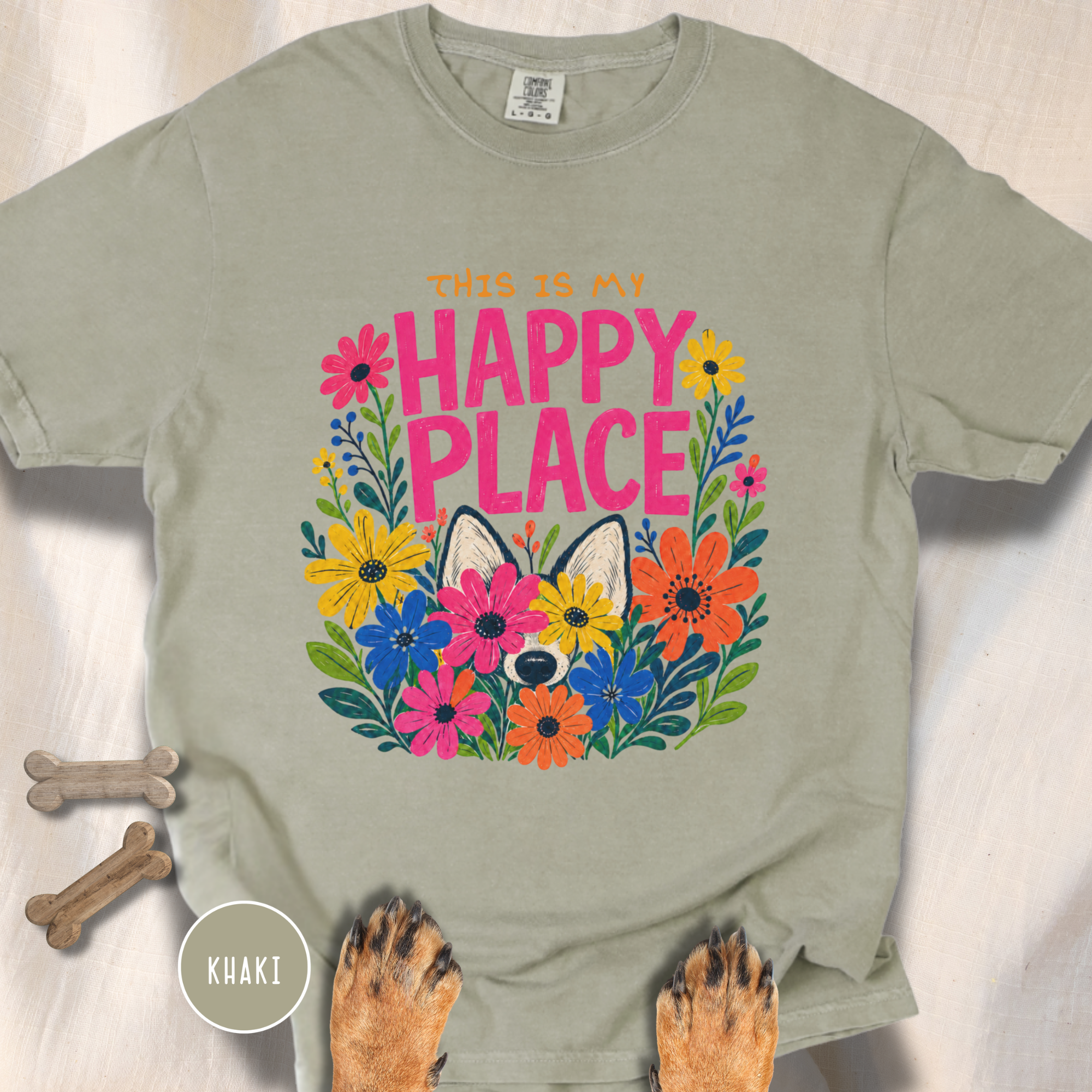 Dog in the Garden Happy Place T-shirt