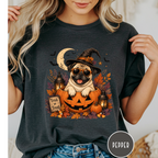 Pug in a Jack-o-Lantern T-shirt