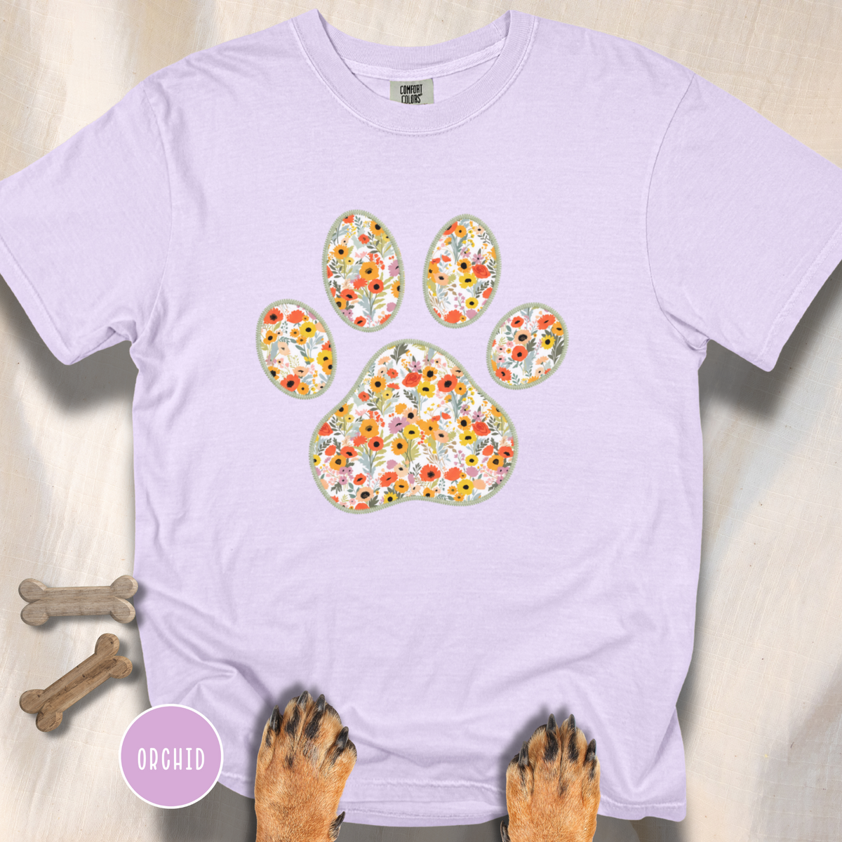 Fall Flowers Dog Paw T-shirt