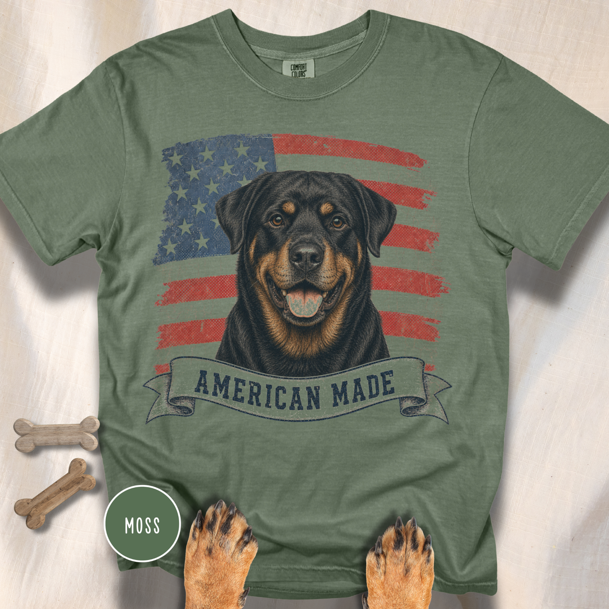 Rottweiler American Made USA flag T-shirt