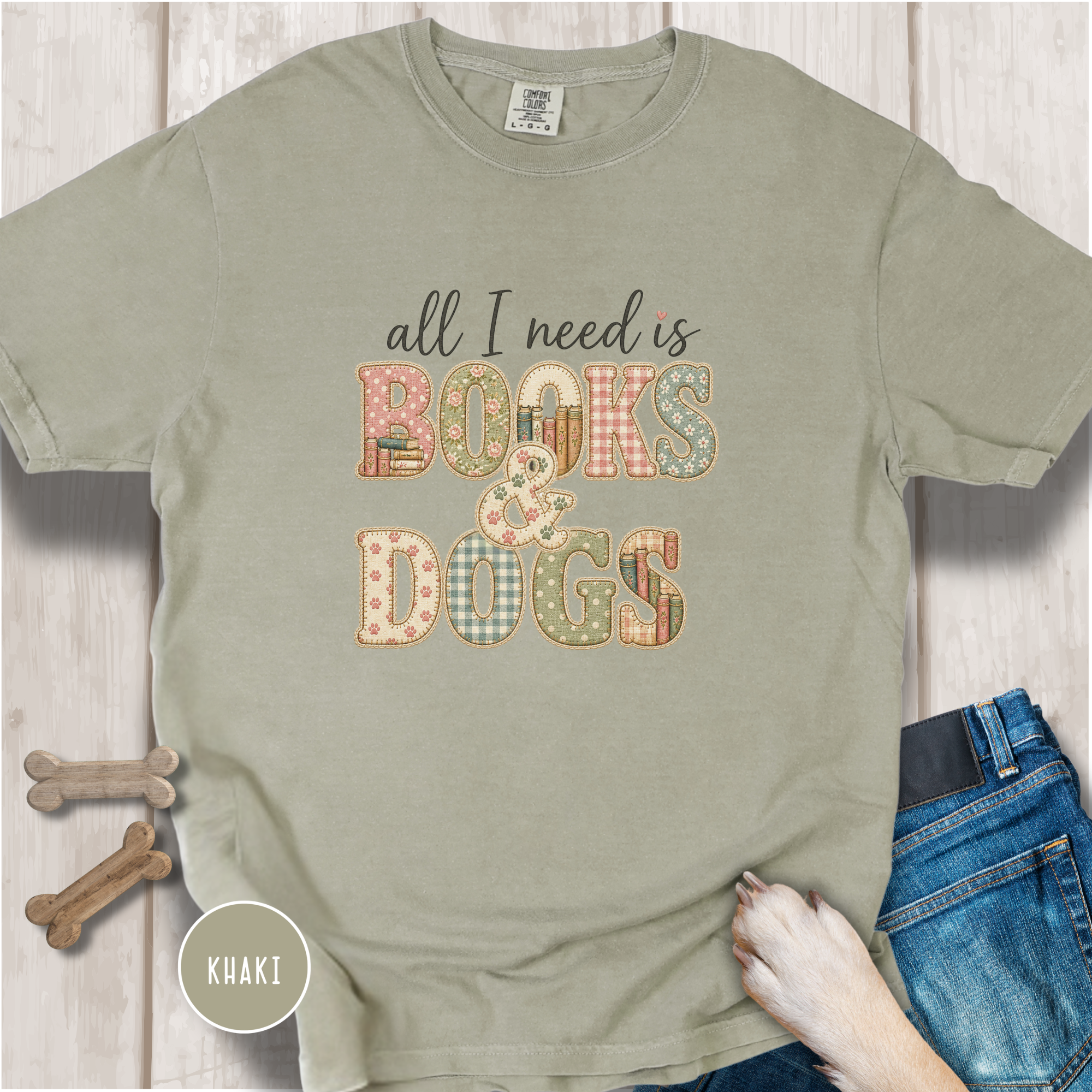 All I Need is Books & Dogs T-shirt