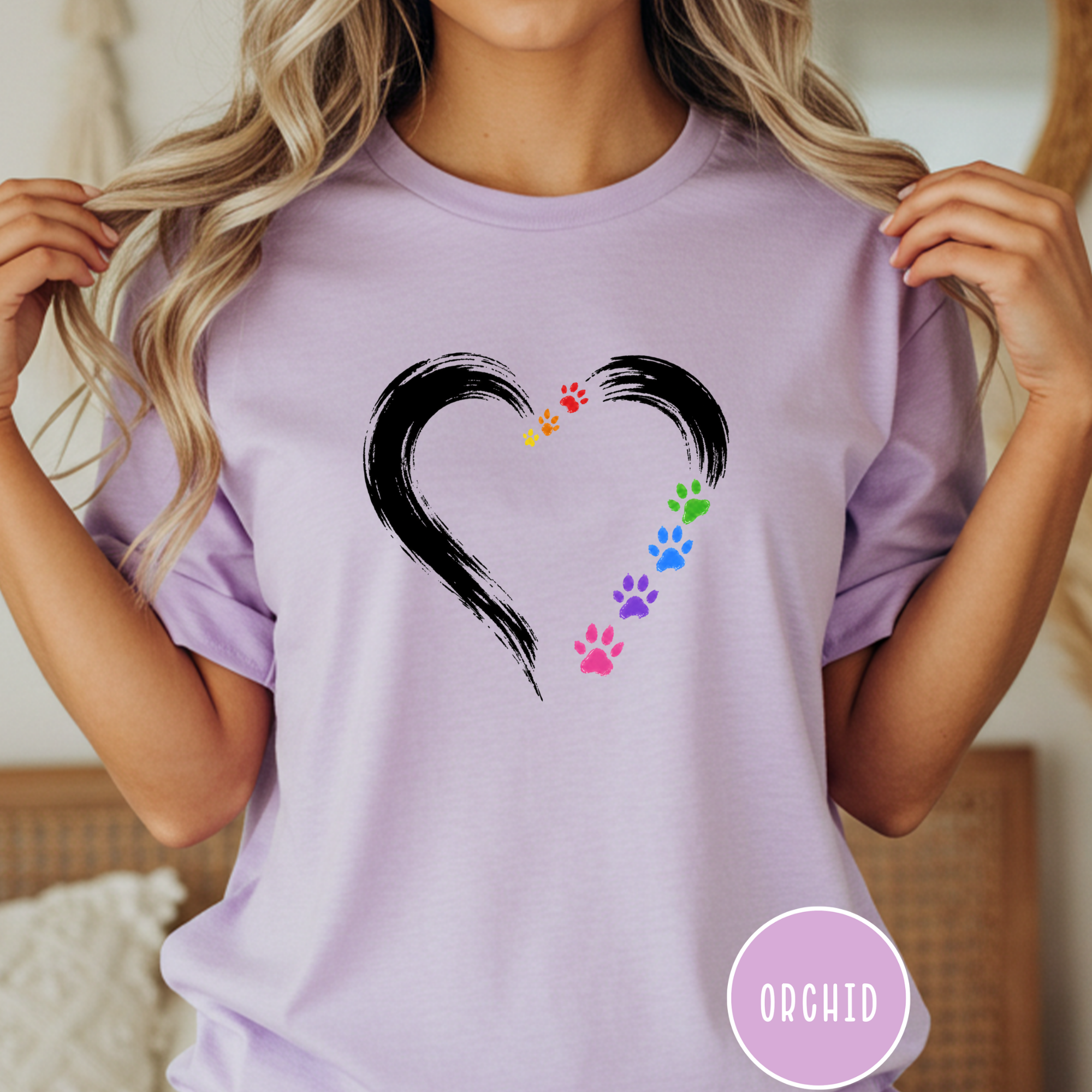 Pride Rainbow Paw Brushstroke Heart T-Shirt
