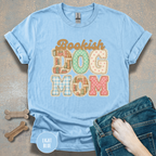 Bookish Dog Mom faux patchwork T-Shirt
