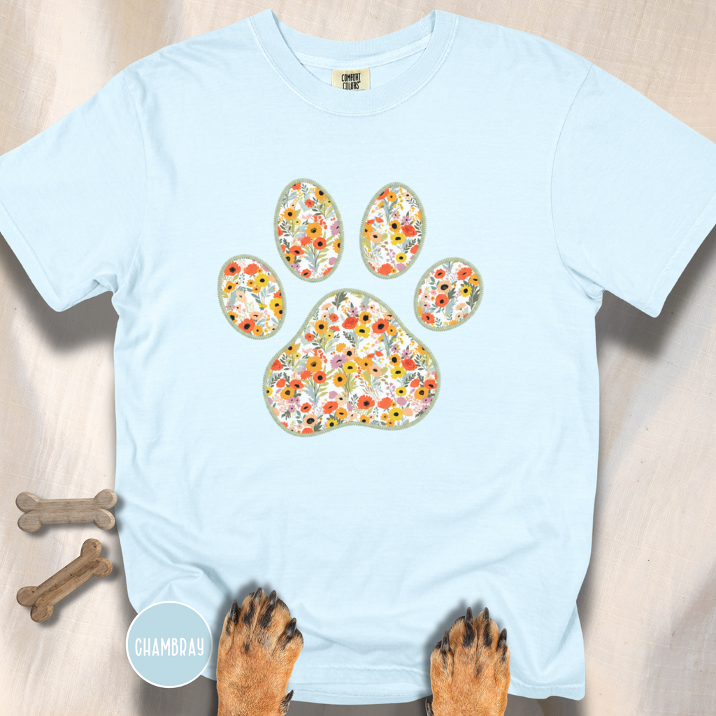 Fall Flowers Dog Paw T-shirt