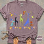 Retro Atomic Dogs Graphic T-Shirt – Mid Century Modern Dog Lover Tee