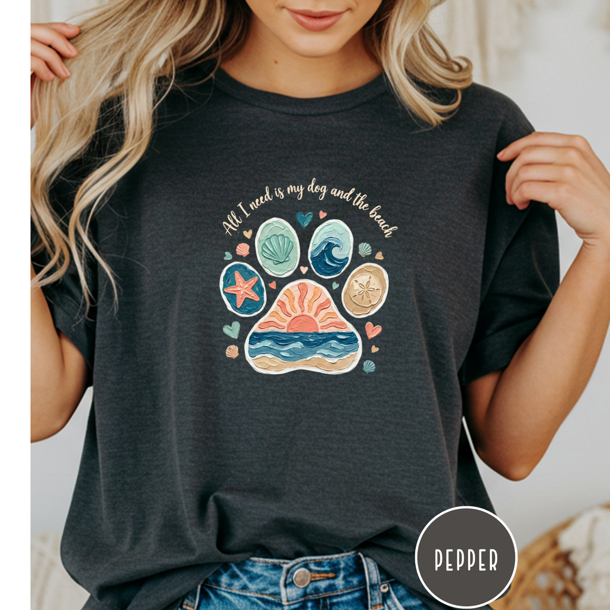 Coastal Dog Lover T-Shirt for Beach Loving Dog Moms