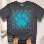 Retro Daisy Grid Paw Print T-shirt