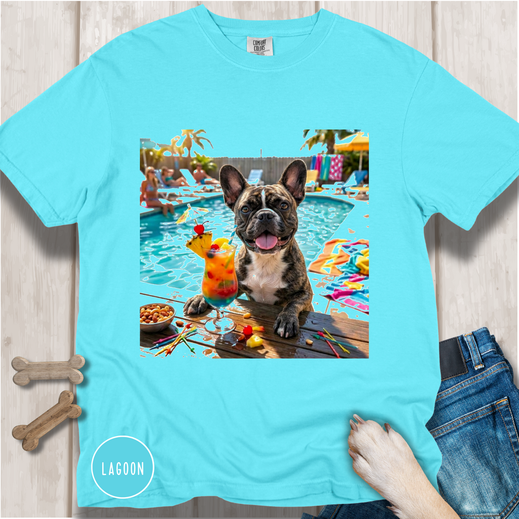 French Bulldog Pool Party T-shirt.