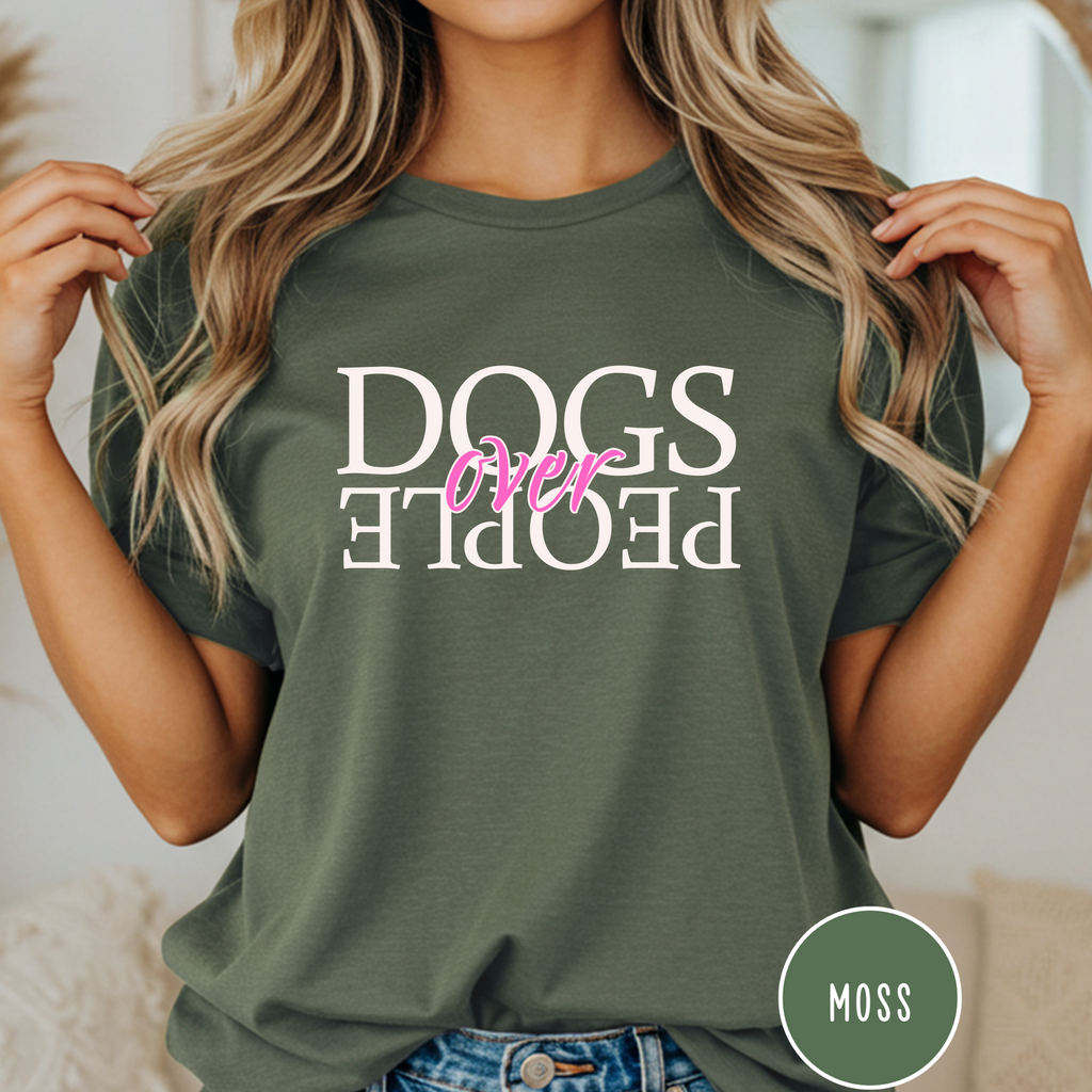Dogs Over People Cream and Pink T-shirt