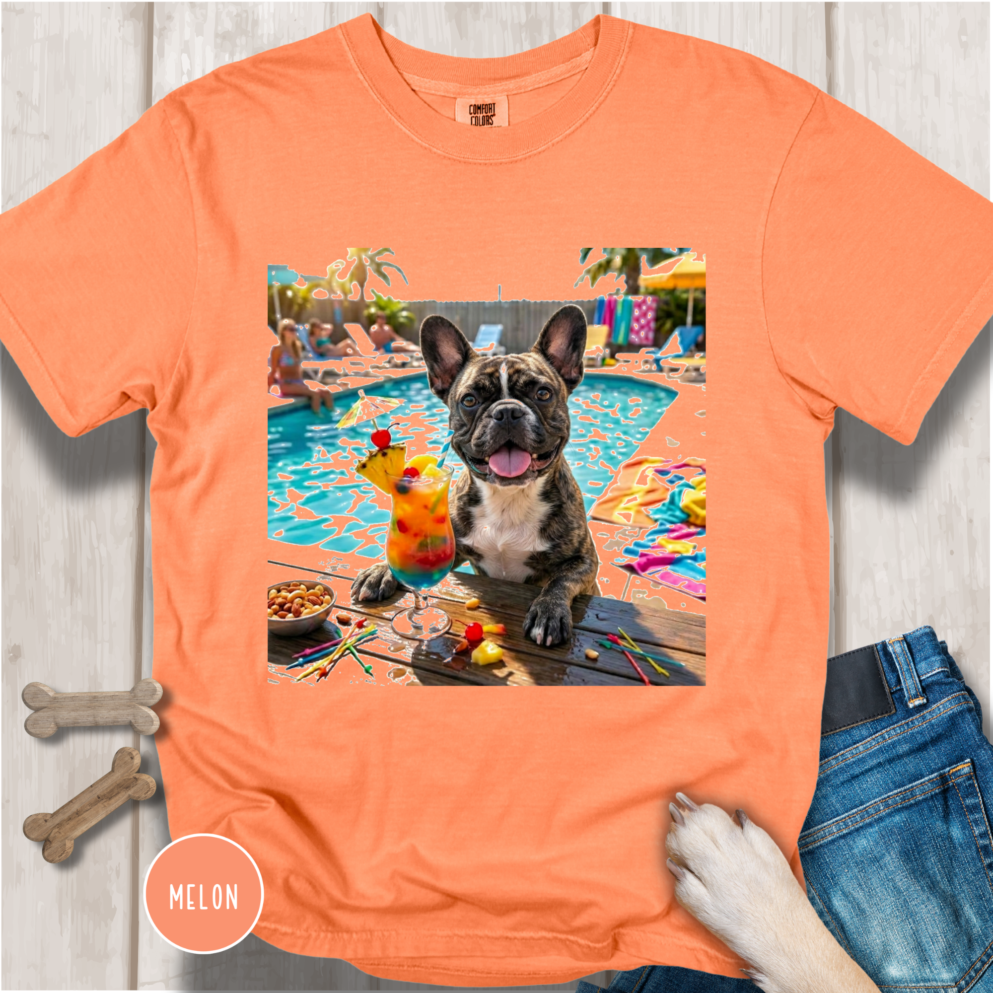 French Bulldog Pool Party T-shirt.