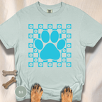 Retro Daisy Grid Paw Print T-shirt