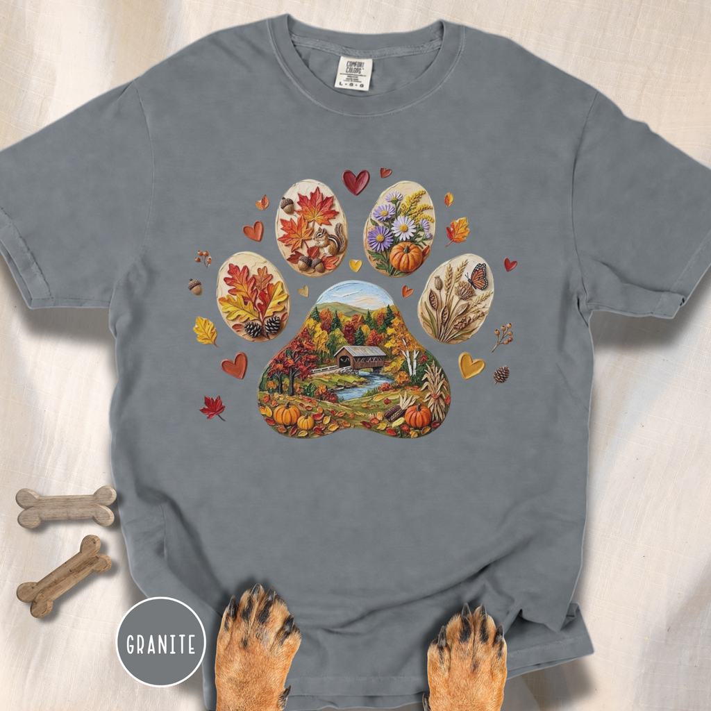 Fall in New England Dog Paw T-shirt