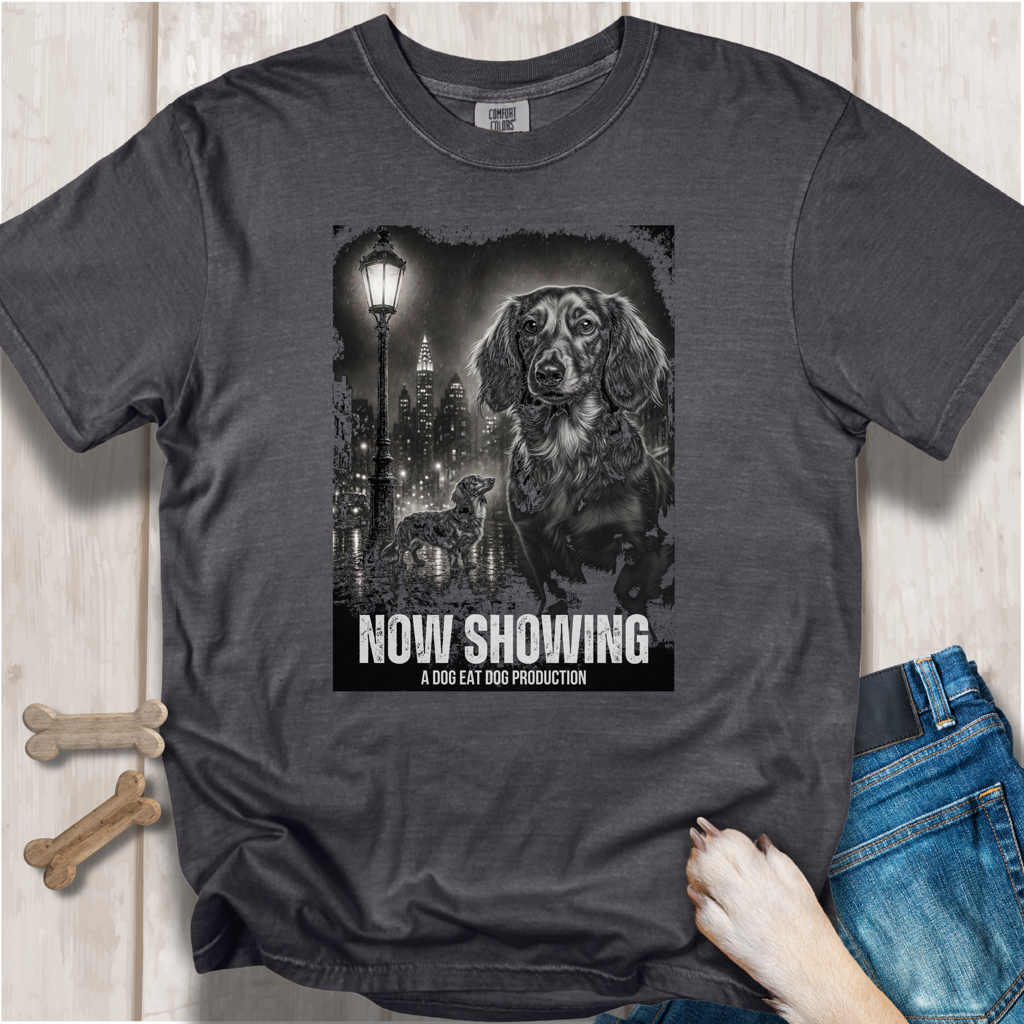 Long-Haired Dachshund Film Noir Movie Poster T-shirt