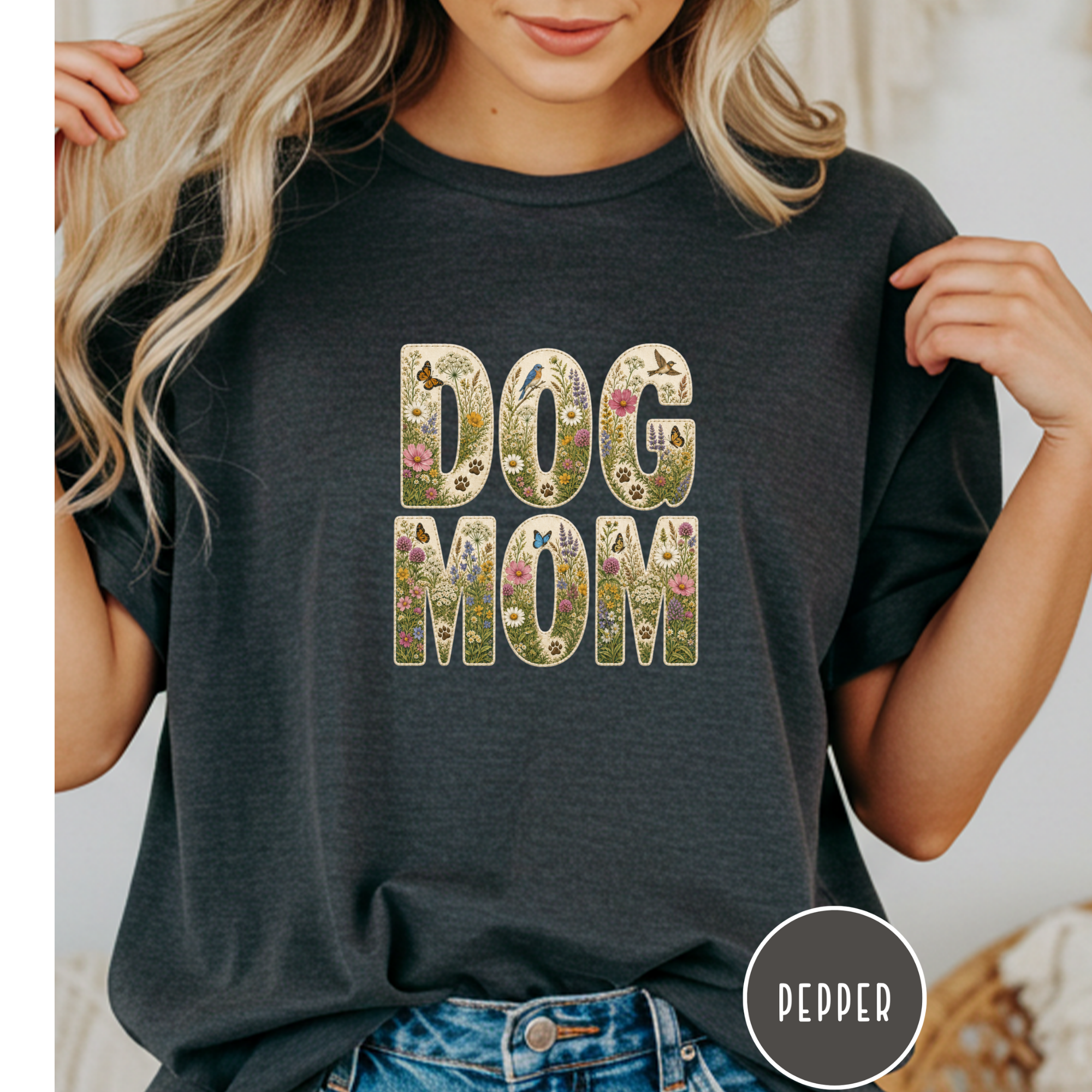 Wildflower Meadow Dog Mom T-shirt