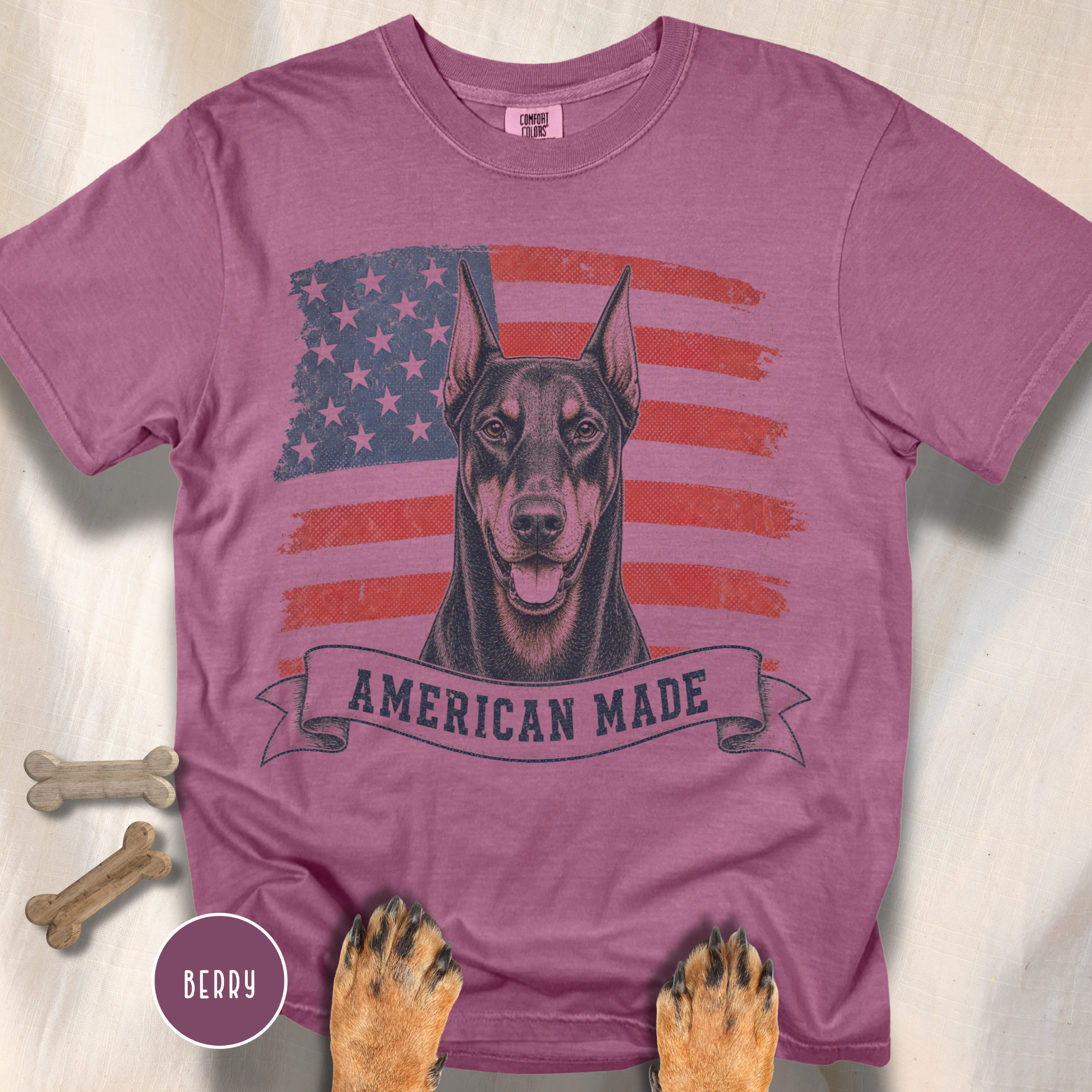 Doberman American Made USA flag T-shirt