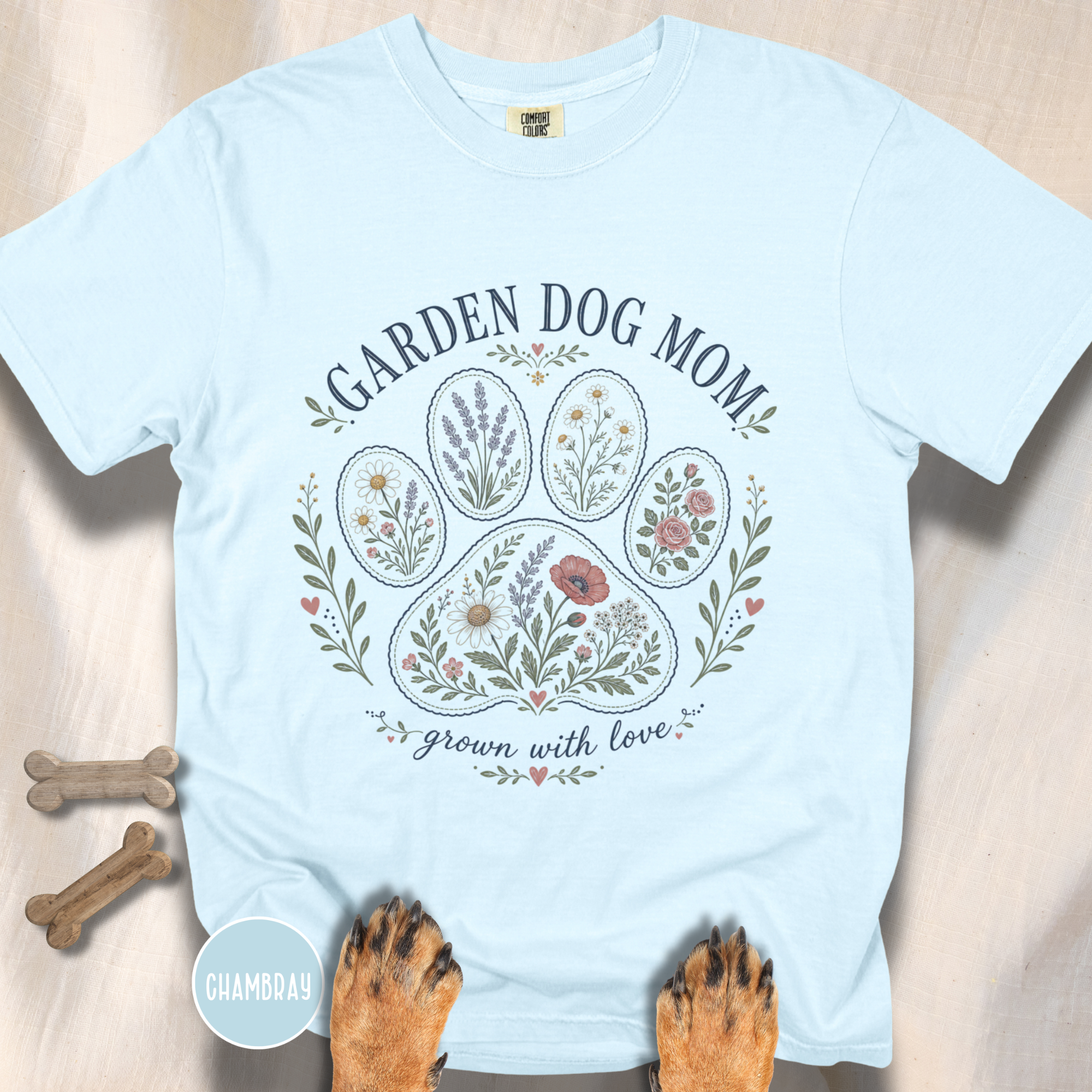 Garden Dog Mom Paw Print T-shirt