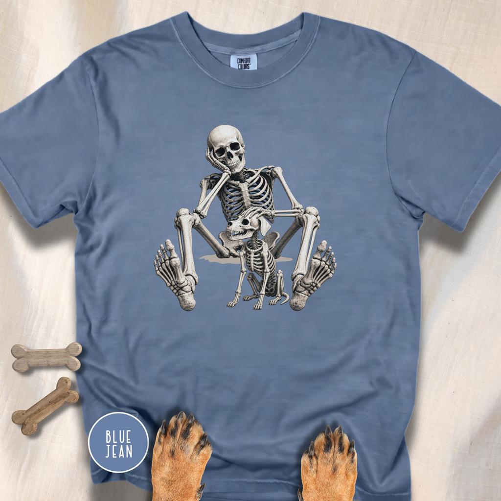 Skeleton Pets His Dog T-Shirt