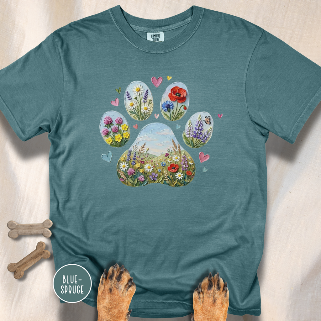 Meadow of Wildflowers Dog Paw T-Shirt