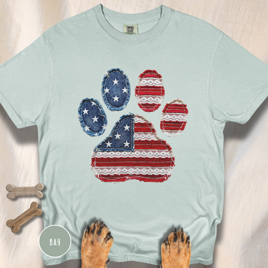 USA Pawtriot Dog Paw T-shirt