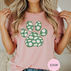 Daisies on Green Dog Paw T-shirt