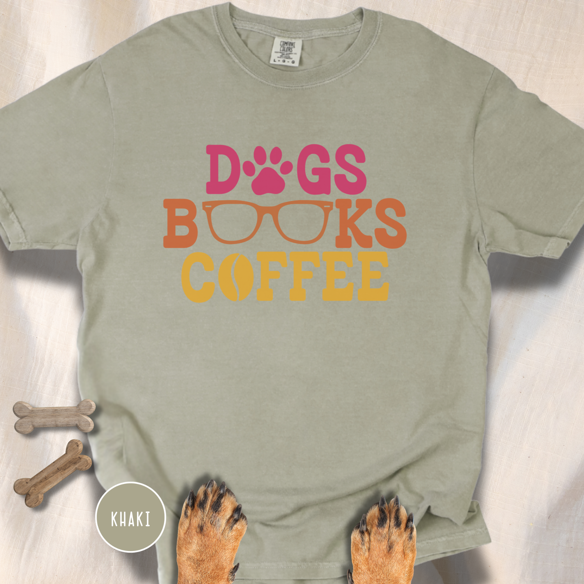 Dogs Books Coffee T-shirt