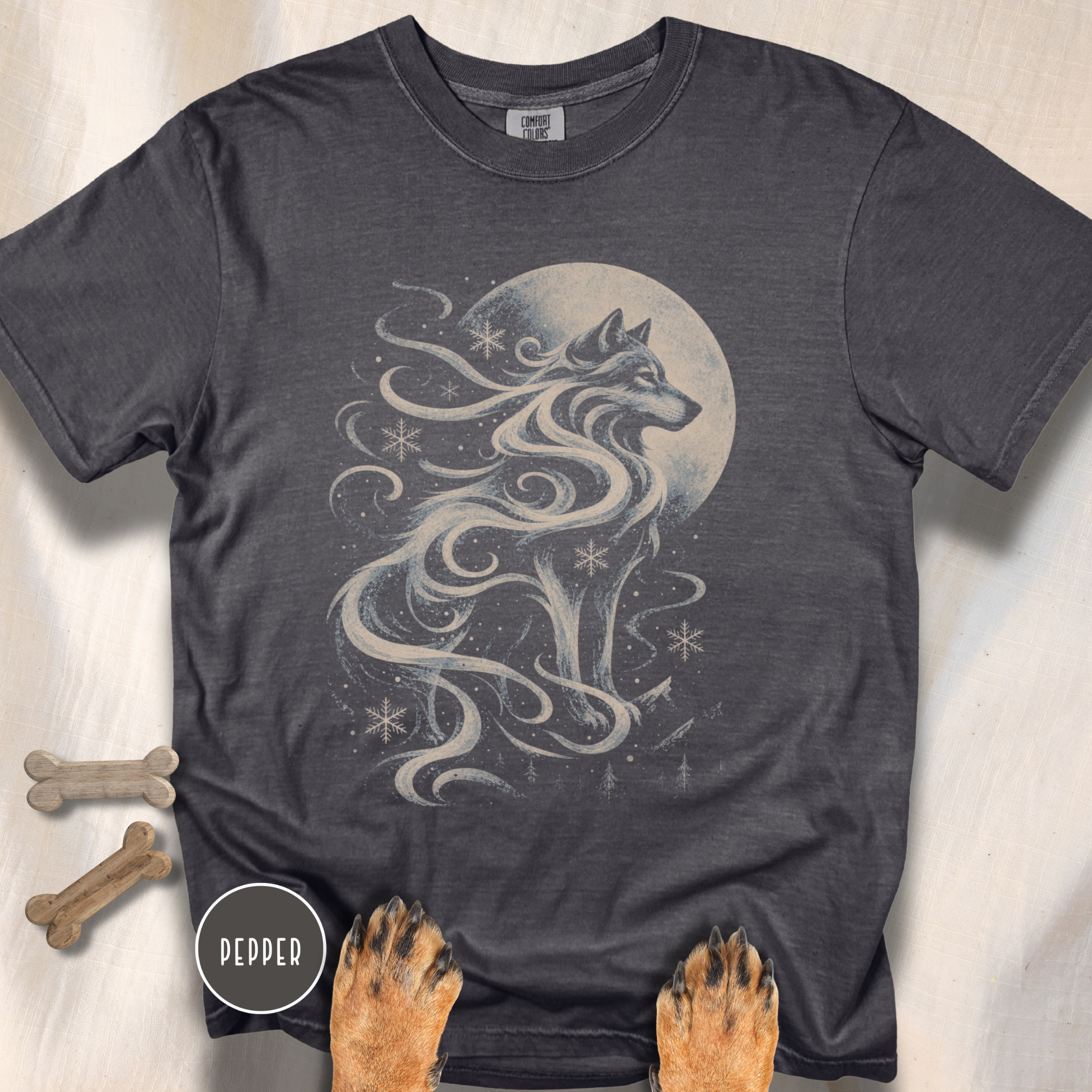 Snow Wolf Under the Moon  T-shirt