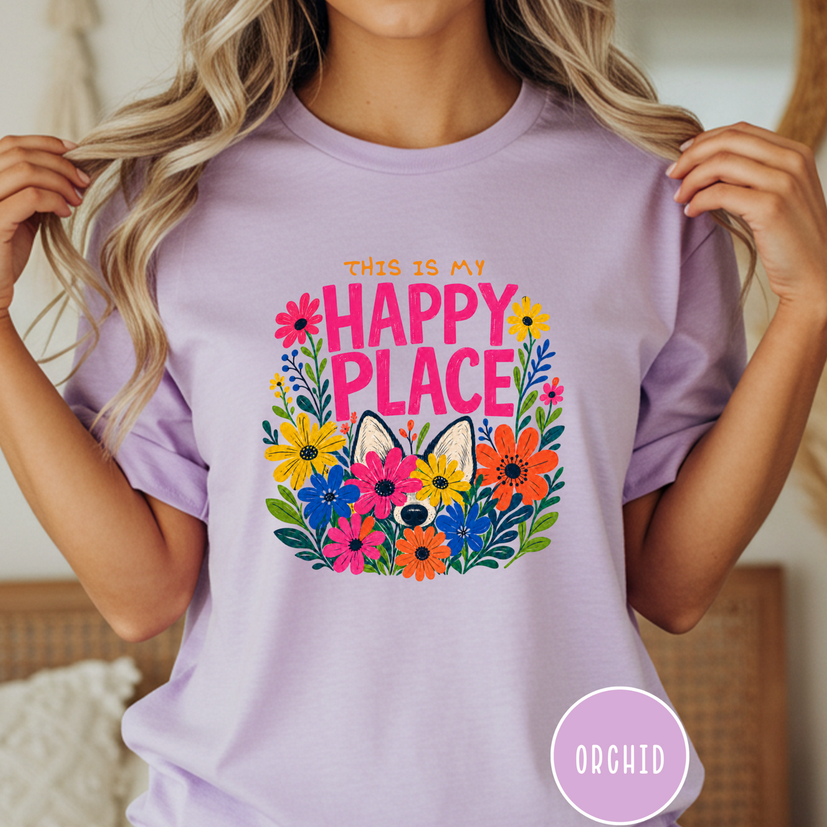 Dog in the Garden Happy Place T-shirt