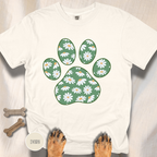 Daisies on Green Dog Paw T-shirt