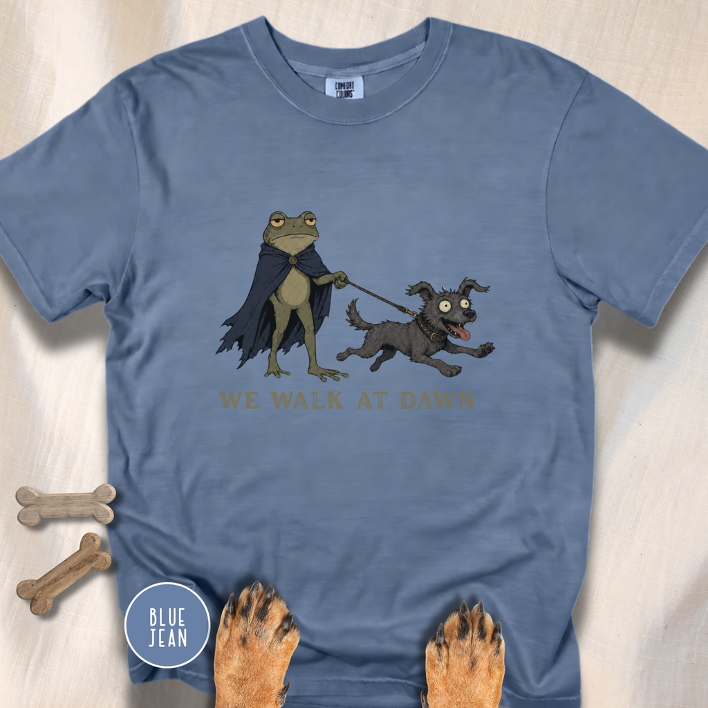 We Walk at Dawn Dog and Frog T-shirt