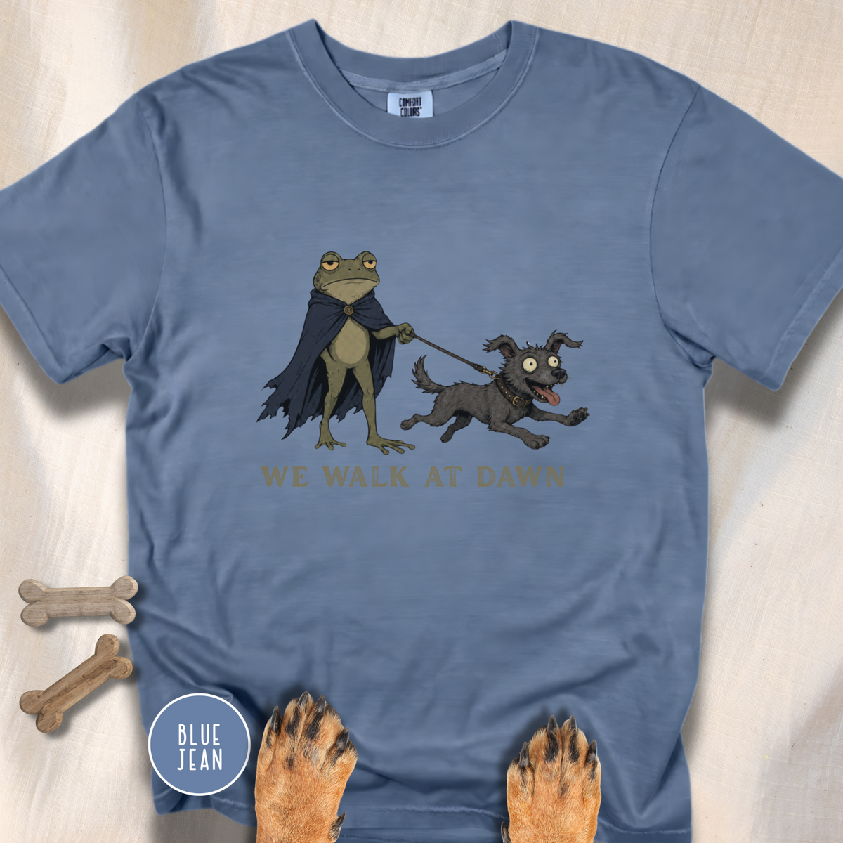We Walk at Dawn Dog and Frog T-shirt