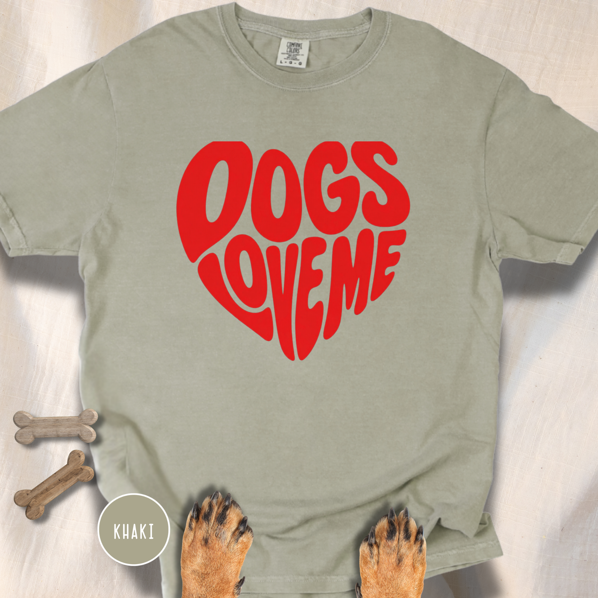 Dogs Love Me | Heart (Red or Pink) T-Shirt