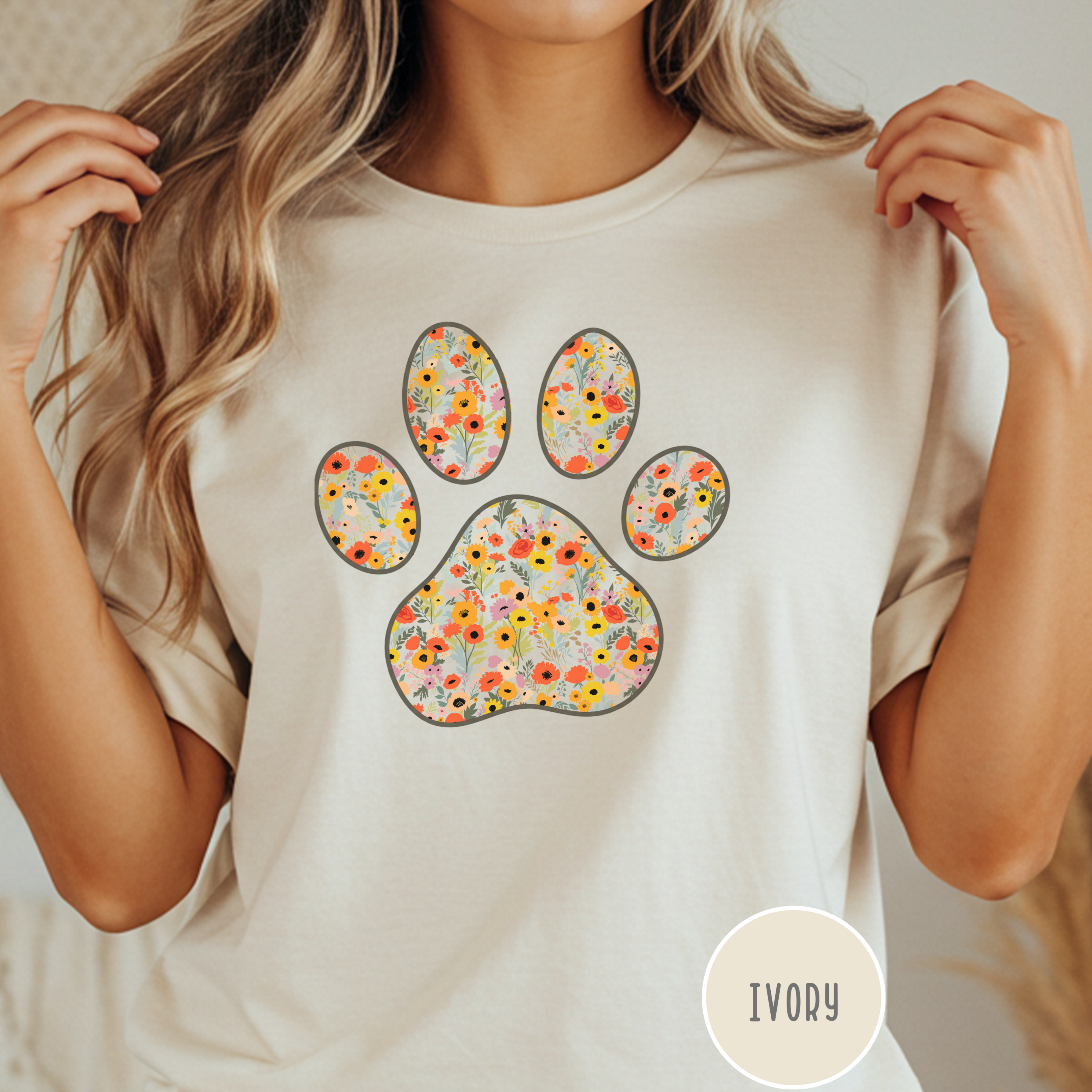 Fall Flowers Dog Paw T-shirt