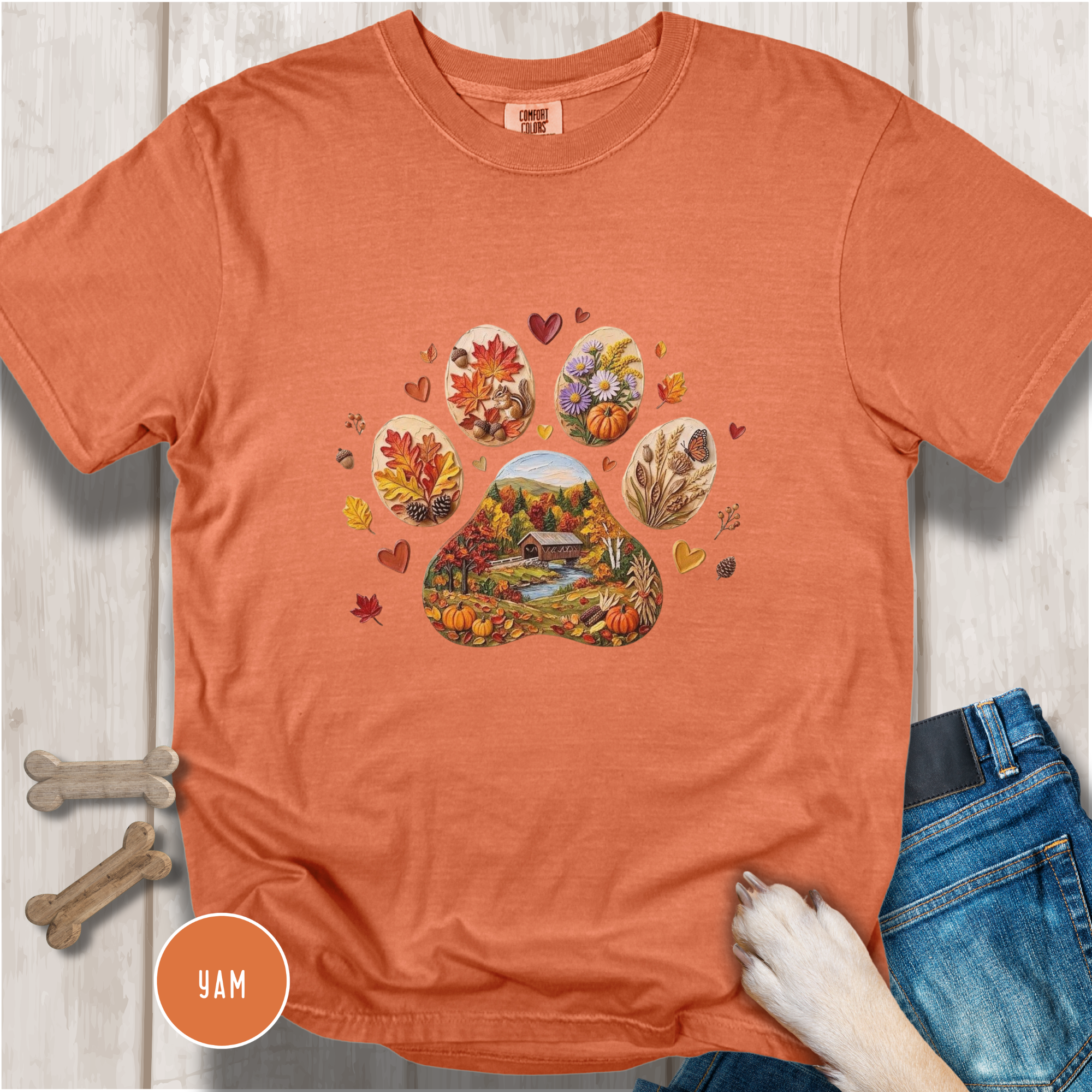 Fall Dog Paw T-shirt