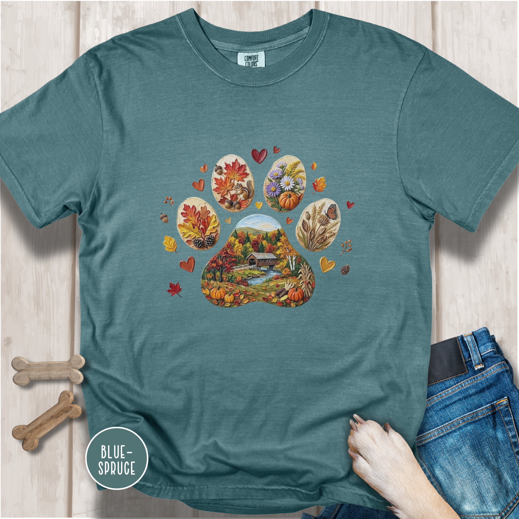Fall Dog Paw T-shirt