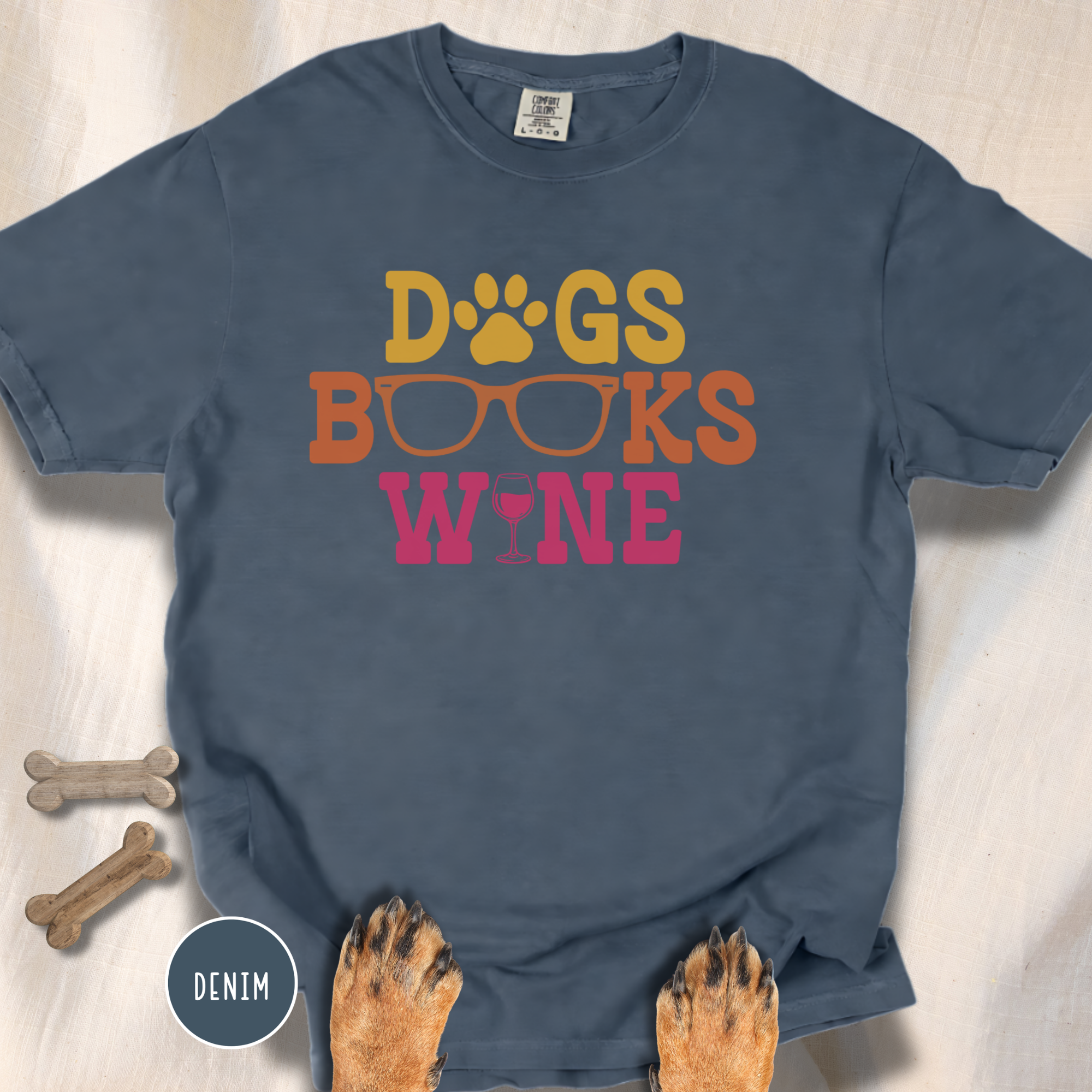 Dogs Books Wine T-shirt