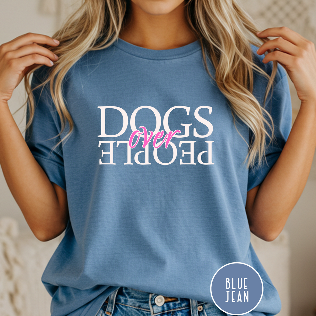 Dogs Over People Cream and Pink T-shirt