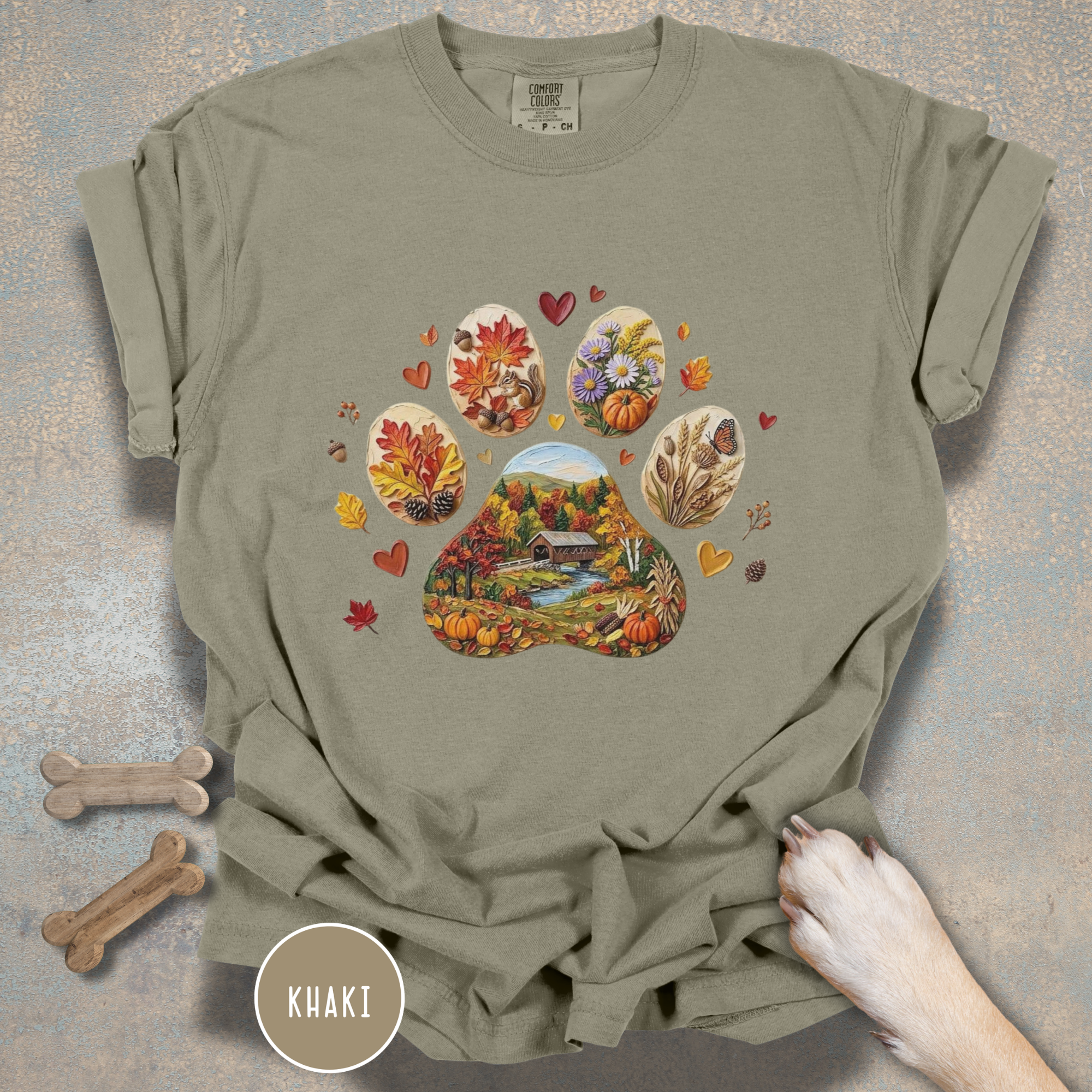 Fall Dog Paw T-shirt