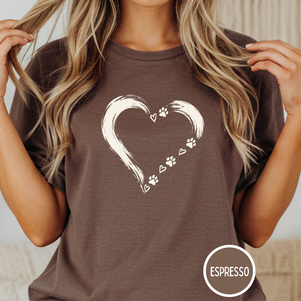 Brushstroke Heart Dog Paw T-Shirt