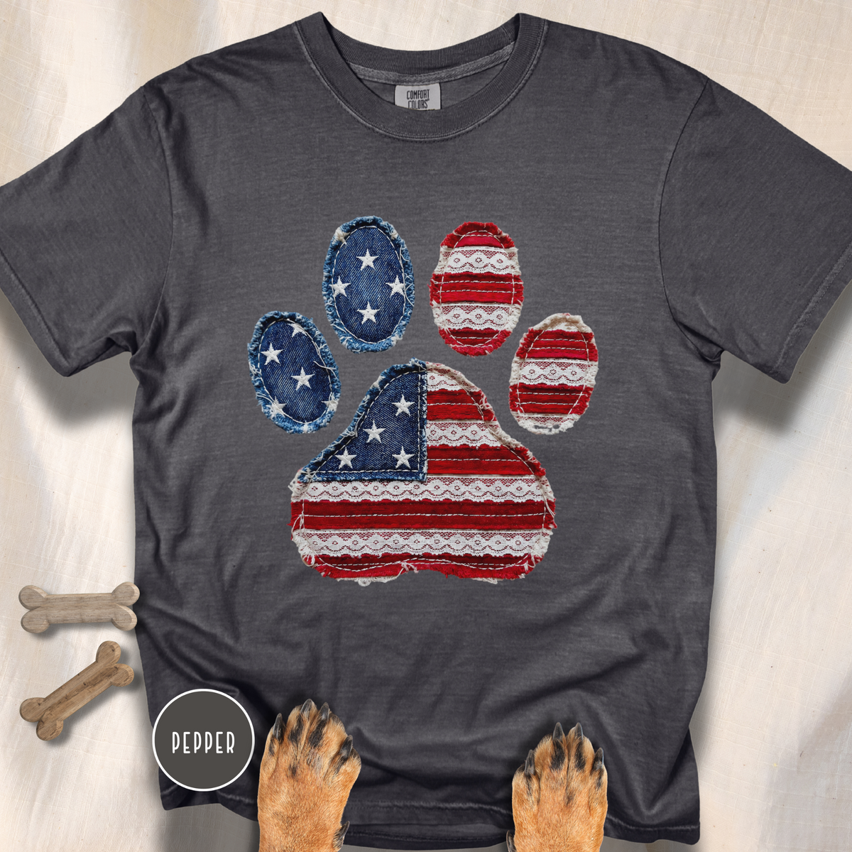 USA Pawtriot Dog Paw T-shirt