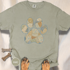 Faux Patchwork Coastal Seashore Dog Paw T-Shirt