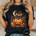 French Bull Dog in a Jack-o-Lantern T-shirt