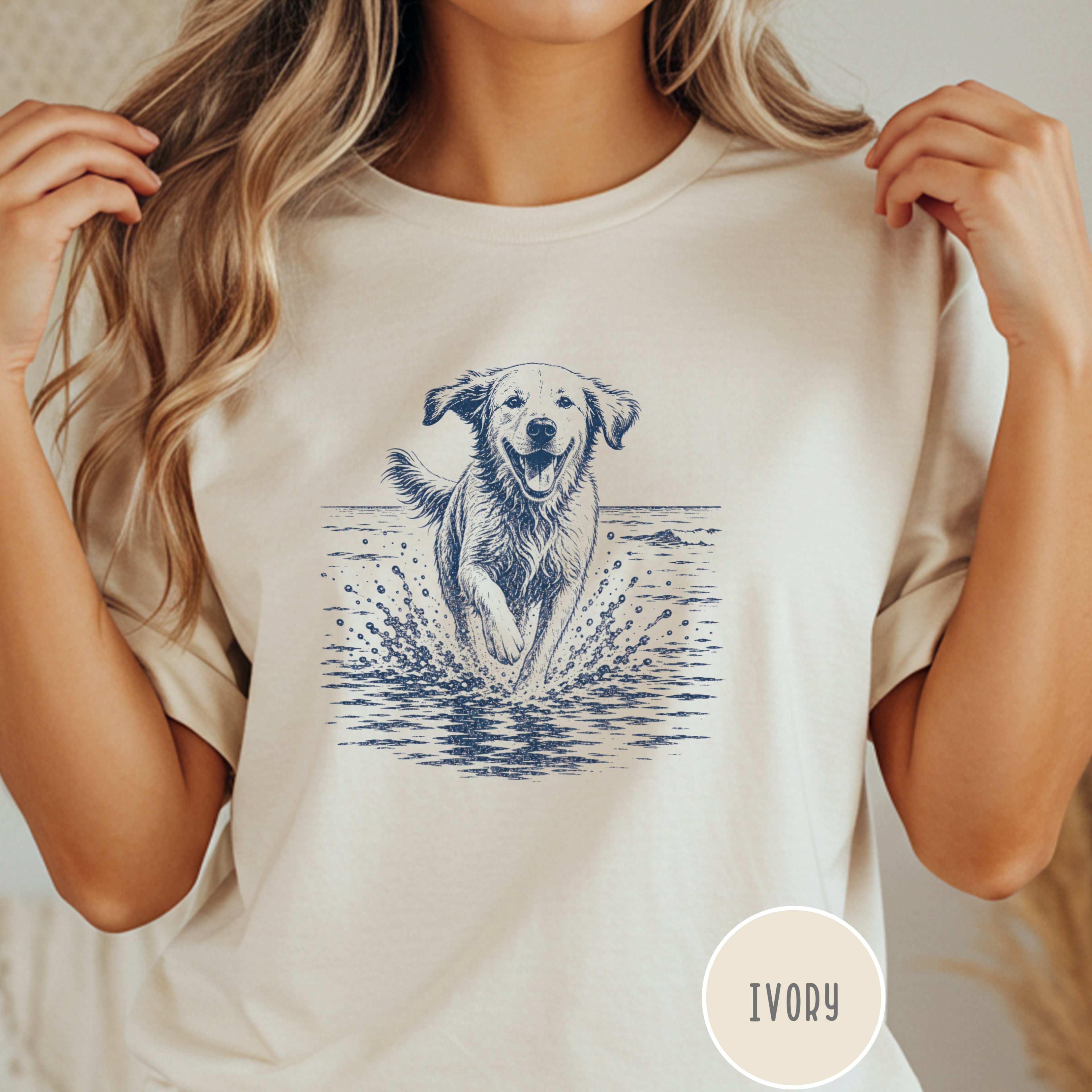Dog Splashing on the Shoreline T-shirt