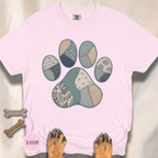 Faux Patchwork Coastal Dog Paw T-shirt