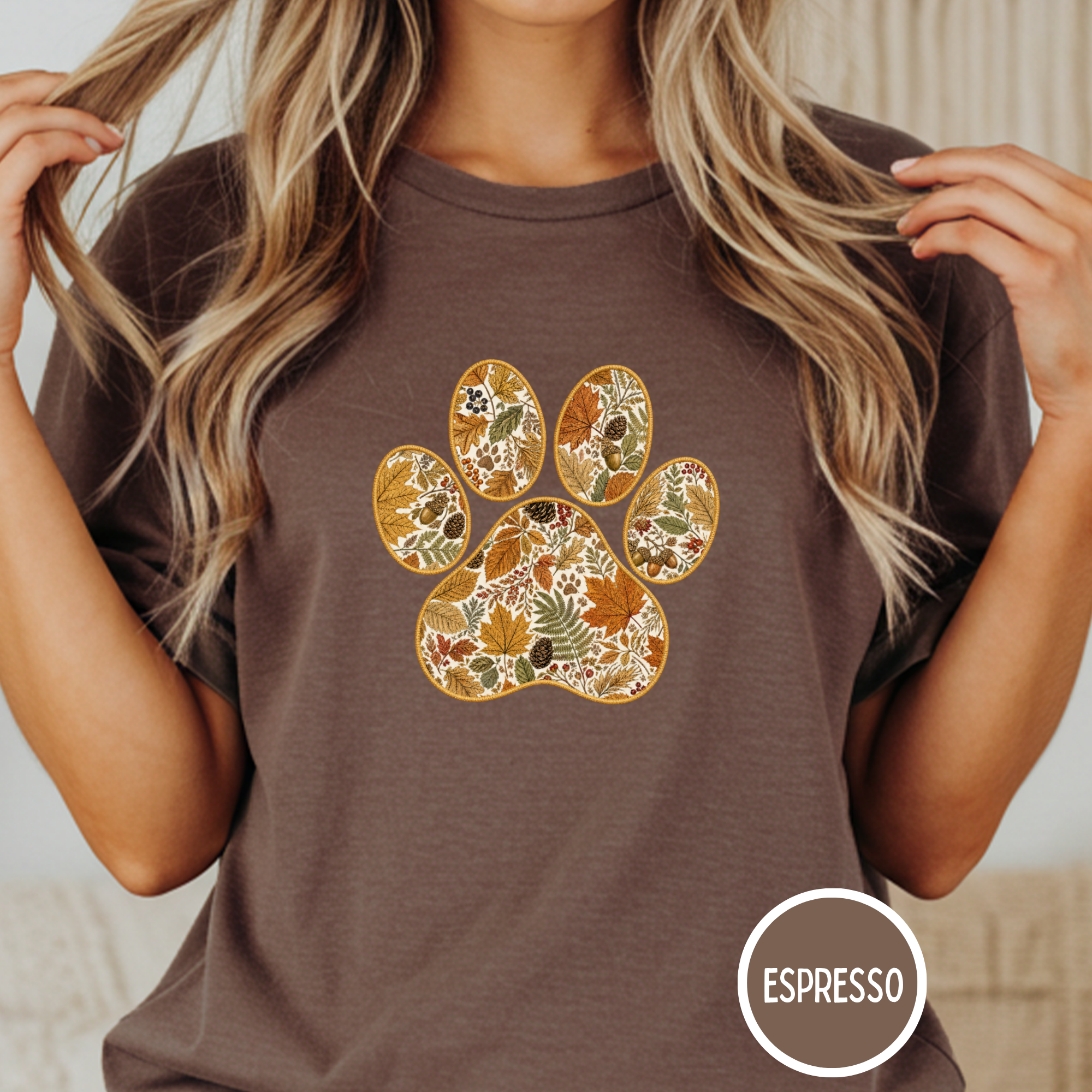 Fall in the Forest Vintage Botanical Dog Paw T-Shirt