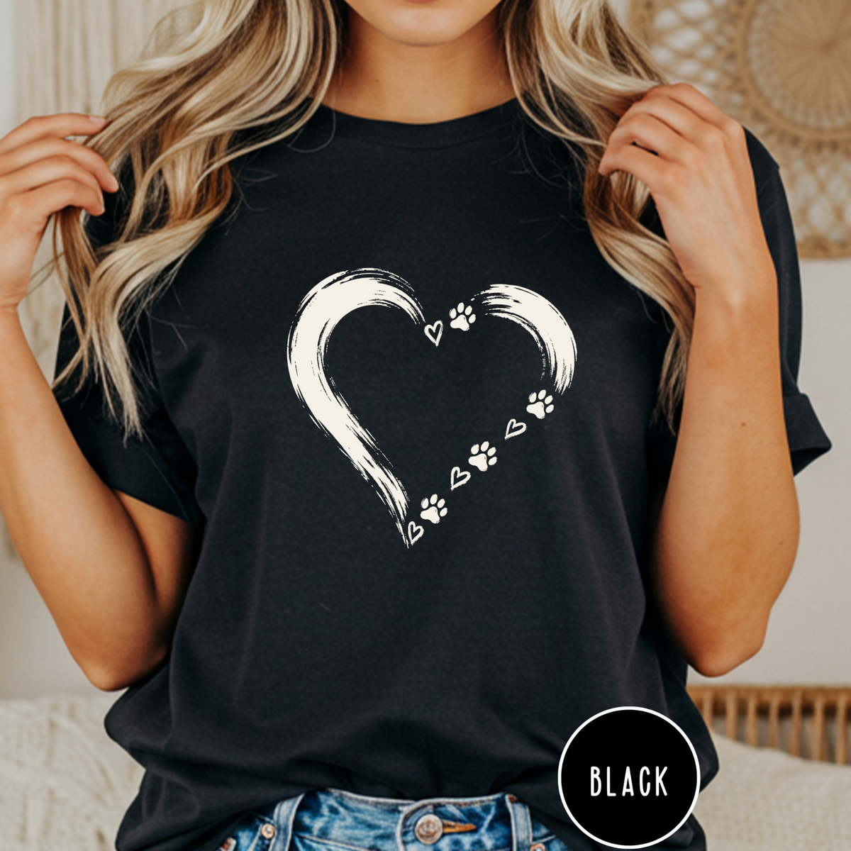 Brushstroke Heart Dog Paw T-Shirt