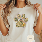 Honey Bee Vintage Botanical Dog Paw T-Shirt