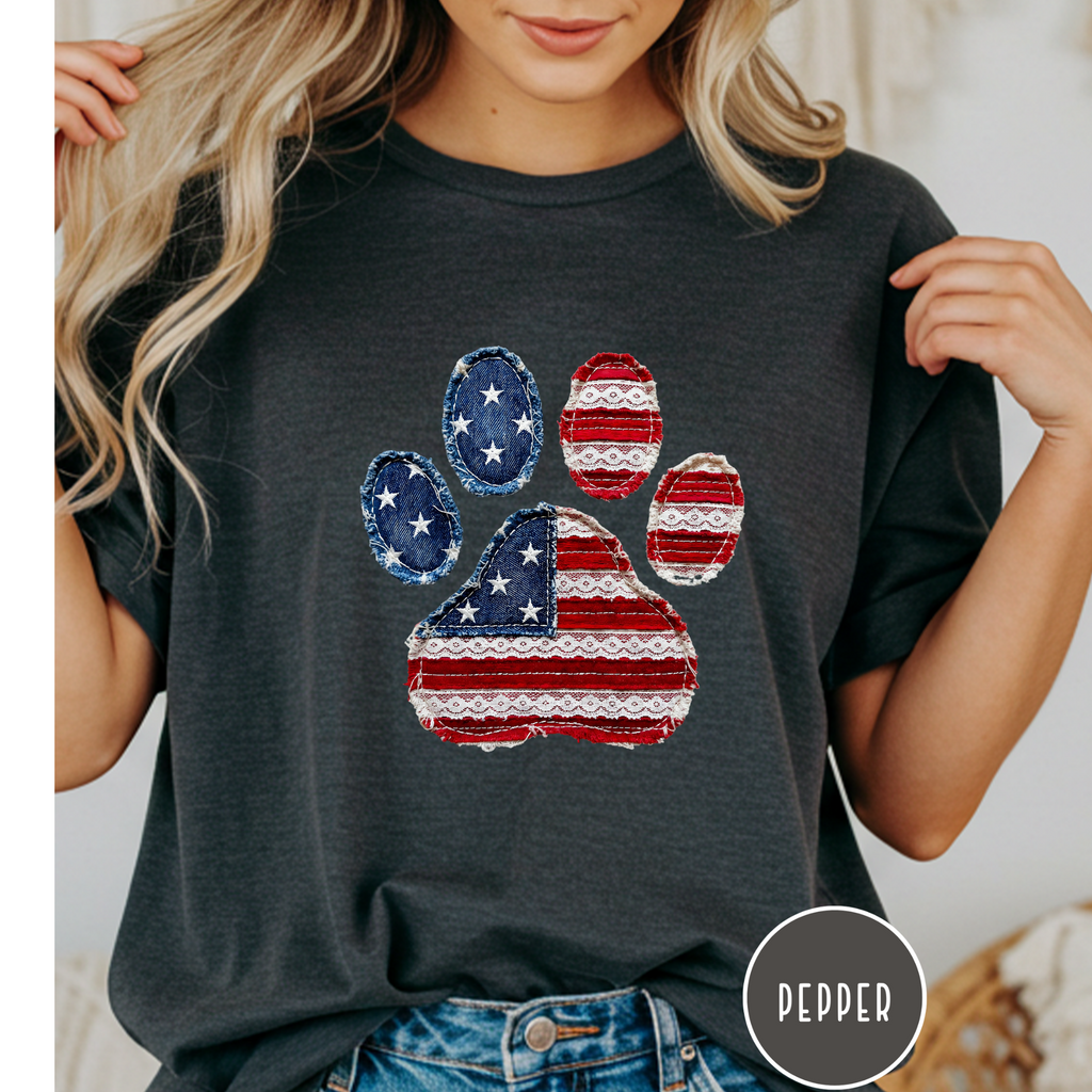 USA Pawtriot Dog Paw T-shirt