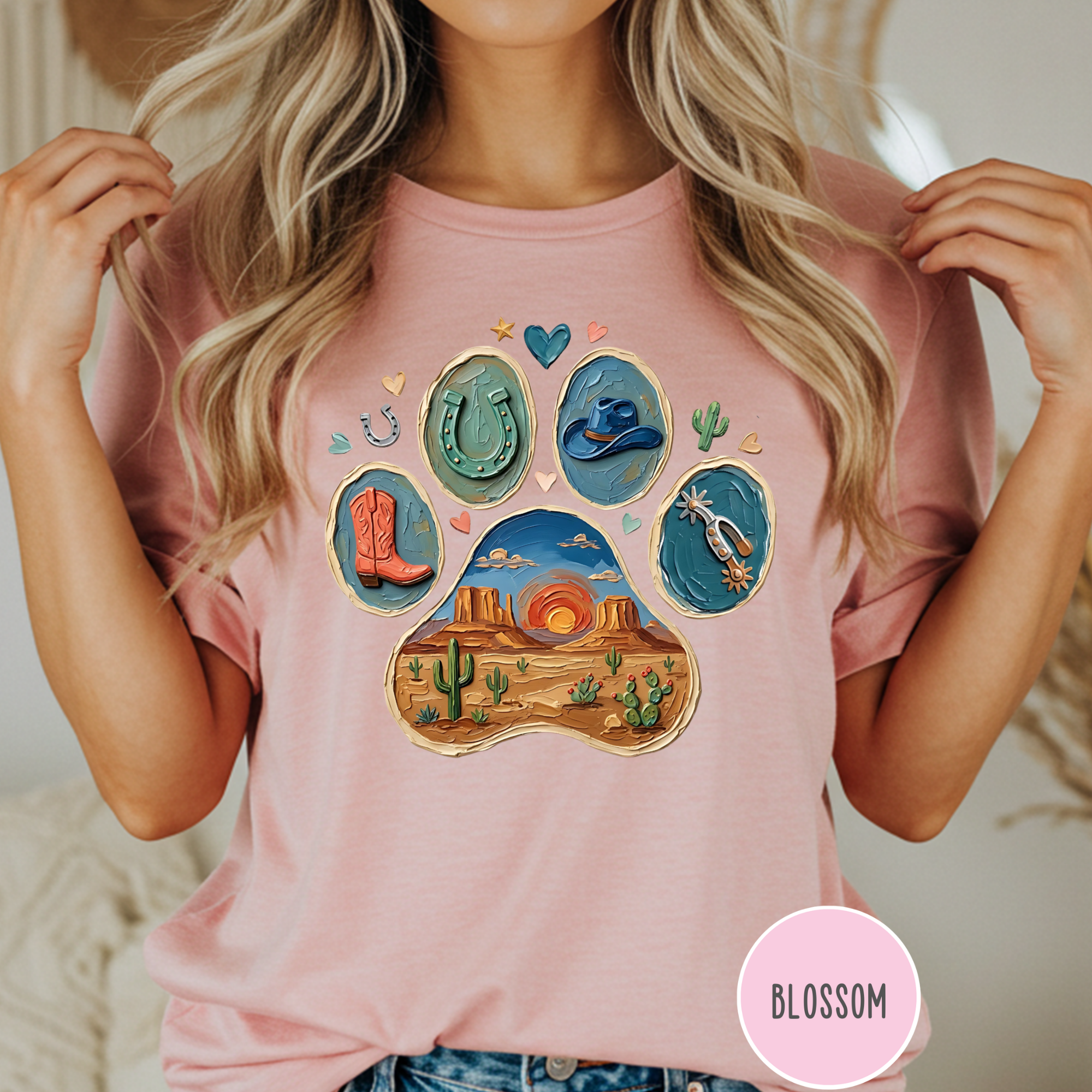 Western Desert Cowboy Paw Print T-Shirt