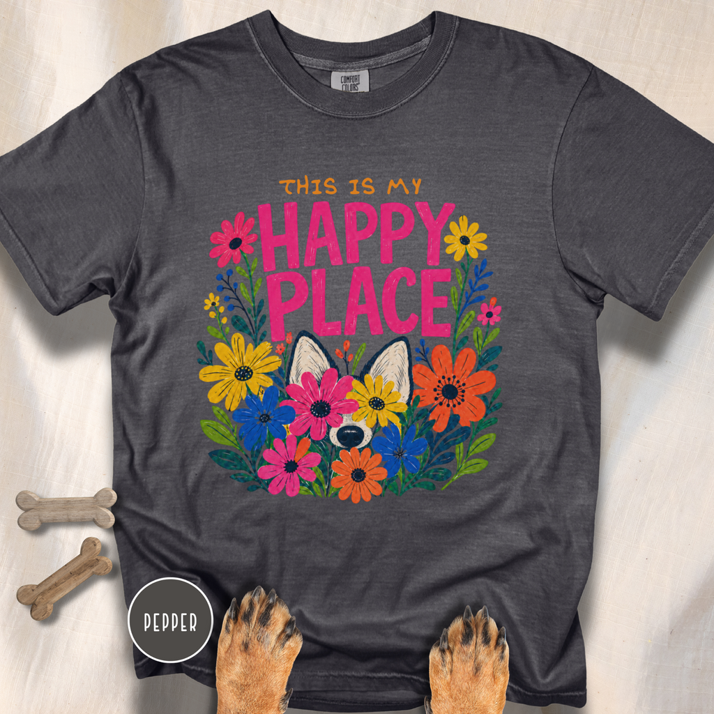 Dog in the Garden Happy Place T-shirt