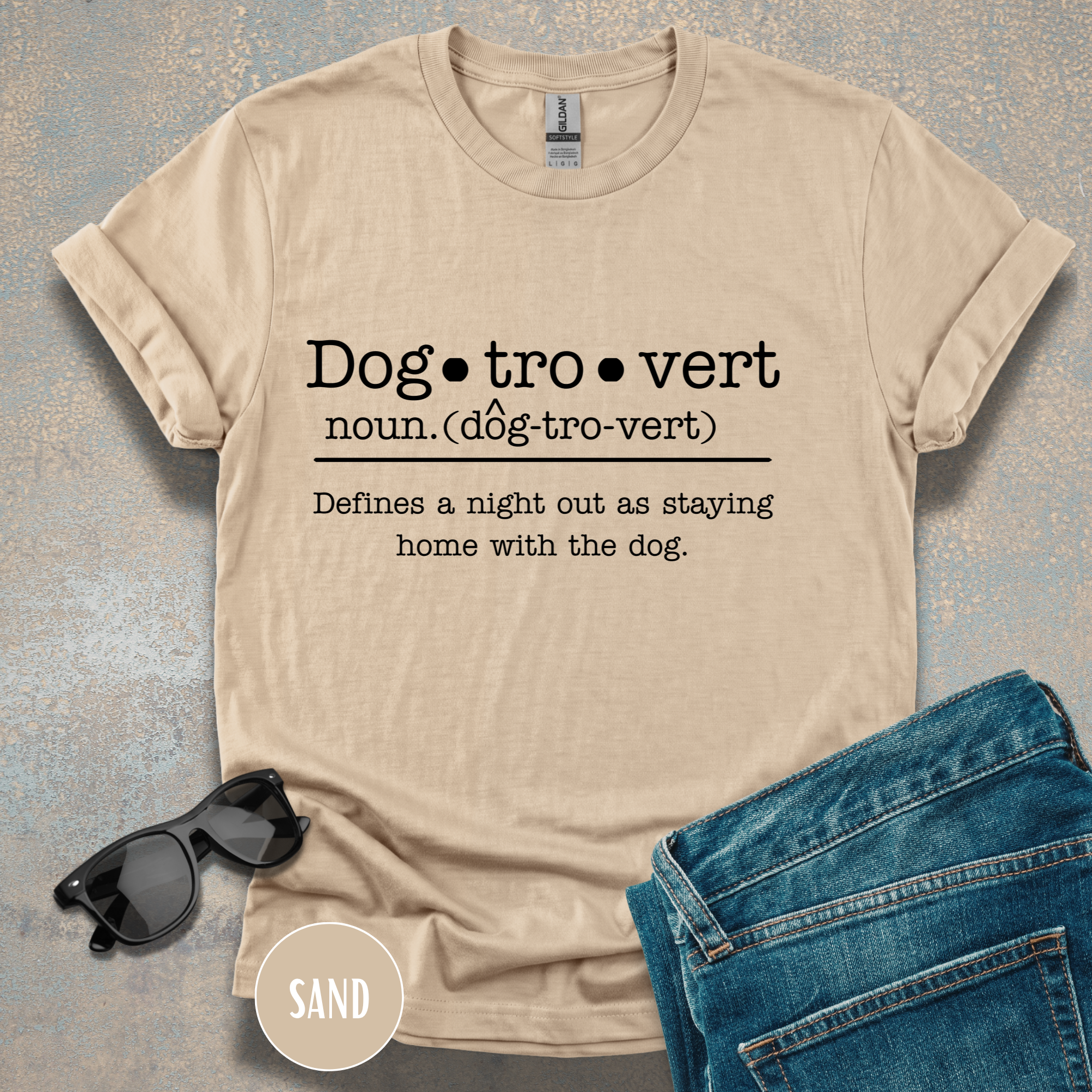 Dogtrovert Definition T-shirt. Defines a Night Out as a Night in...with the dog